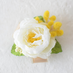 親子コーデ♪コンパクトコサージュ〈ミモザとローズ〉(透明ケース付き) 3枚目の画像