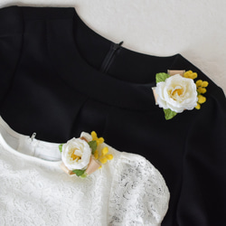 親子コーデ♪コンパクトコサージュ〈ミモザとローズ〉(透明ケース付き) 7枚目の画像