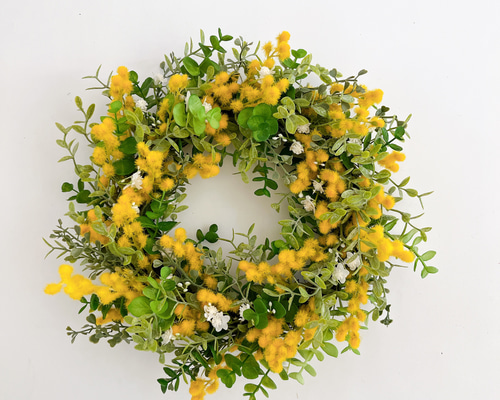 ミモザリース ミモザリース ミモザ フラワリース 玄関飾り 春リース リース
