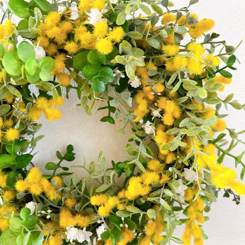 ミモザリース ミモザ フラワリース 玄関飾り 春リース リース