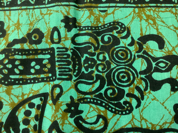 バティックプリントの布　ブルーグリーンバロン 5枚目の画像