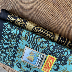 バティックプリントの布　ブルーグリーンバロン 8枚目の画像