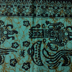 バティックプリントの布　ブルーグリーンバロン 1枚目の画像