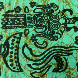 バティックプリントの布　ブルーグリーンバロン 6枚目の画像