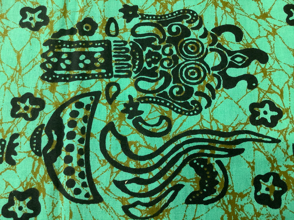 バティックプリントの布　ブルーグリーンバロン 6枚目の画像