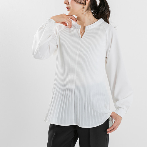 【新品•未使用】【特価最終セール】IÉNA アイボリー プリーツブラウス 袖プリーツボウタイブラウス SMILE ORCHID【品番:so1-500】