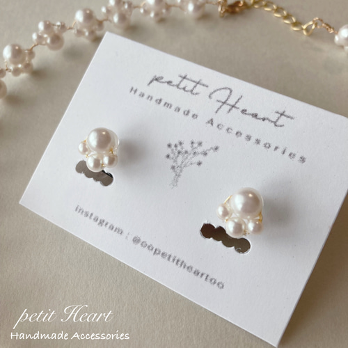 3点セット♡】フラワーパールレースのネックレス・ブローチ