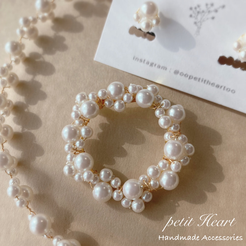 3点セット♡】フラワーパールレースのネックレス・ブローチ