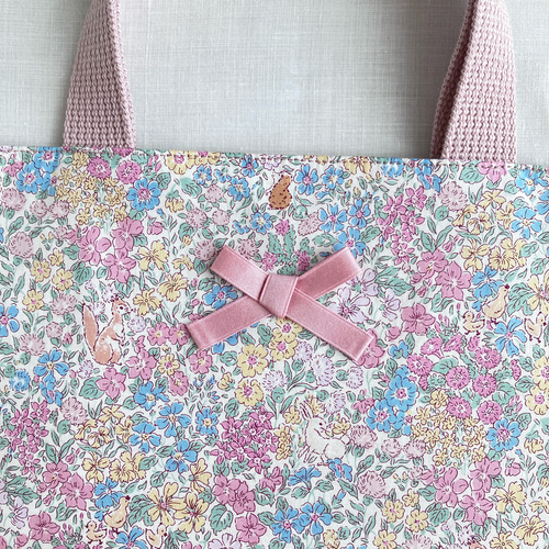 うさぎ りす 動物 リバティ＊サナルイーズ マチ付きレッスンバッグ 30