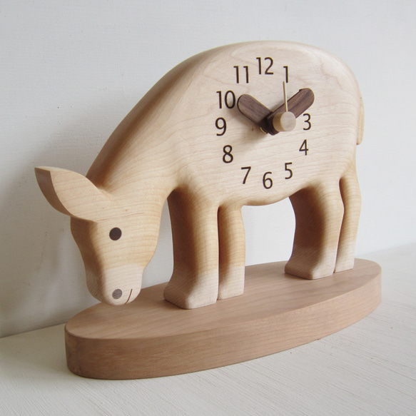 ロバ君のいる風景　卓上時計 2枚目の画像
