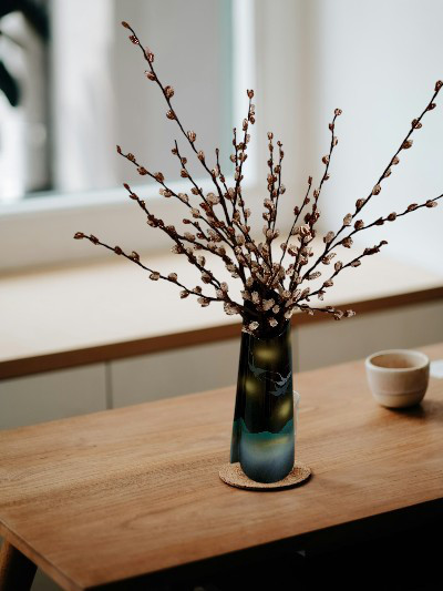 ビーズ　枝豆　インテリア用　春　季節の変わり　ネコヤナギ　猫柳