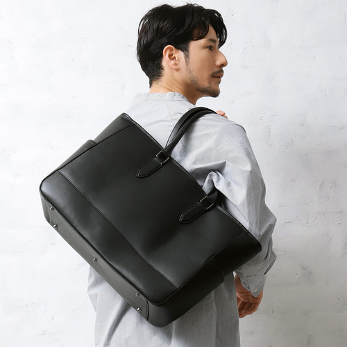 大容量22L 9ポケット トートバッグ メンズ 本革 バイカラー PC14