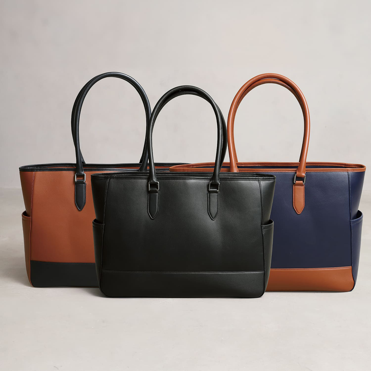 大容量22L 9ポケット トートバッグ メンズ 本革 バイカラー PC14インチ対応  / ludus RT8