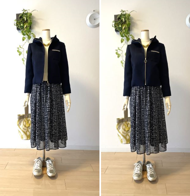 【完成品】5号 フード付きブルゾン(ネイビー)