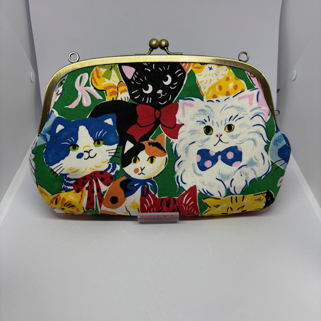 親子がま口　がま口財布　がま口バッグ　ネコ　猫だらけ
