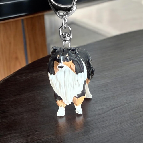シェルティ/コリー miniリアル3Dフィギュア/ミニチュア キーホルダー