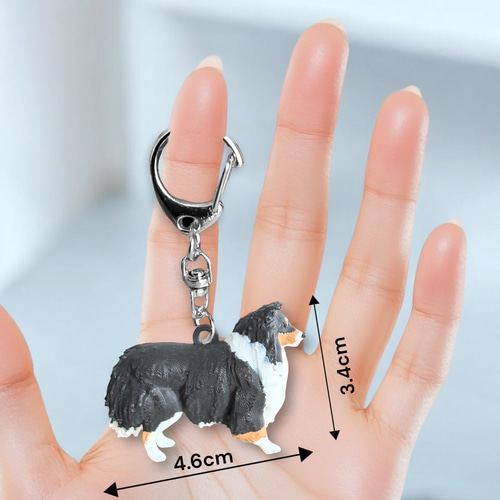 シェルティ/コリー miniリアル3Dフィギュア/ミニチュア キーホルダー
