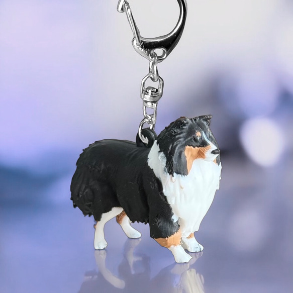 シェルティ/コリー miniリアル3Dフィギュア/ミニチュア キーホルダー