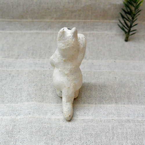 招き猫 オーブン陶芸 白猫 立ち姿・中腰スタイル ネコ・ねこ