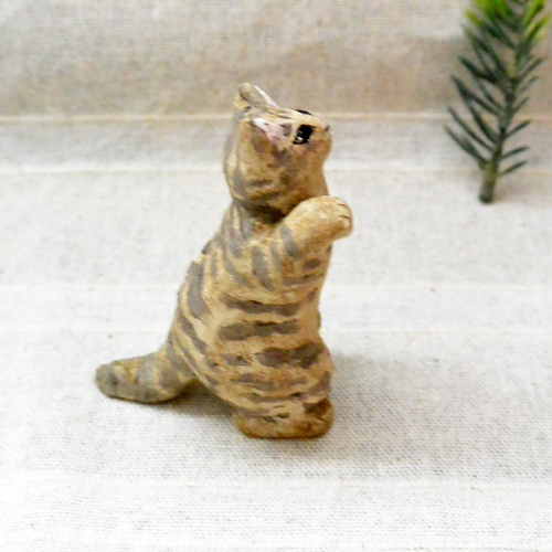 招き猫 オーブン陶芸 トラ猫 立ち姿・中腰スタイル ネコ・ねこ