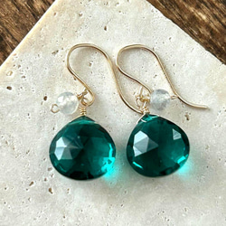 14kgfピアス◼︎ラマグリーンカラーハイドロクォーツ ピアス（フック  