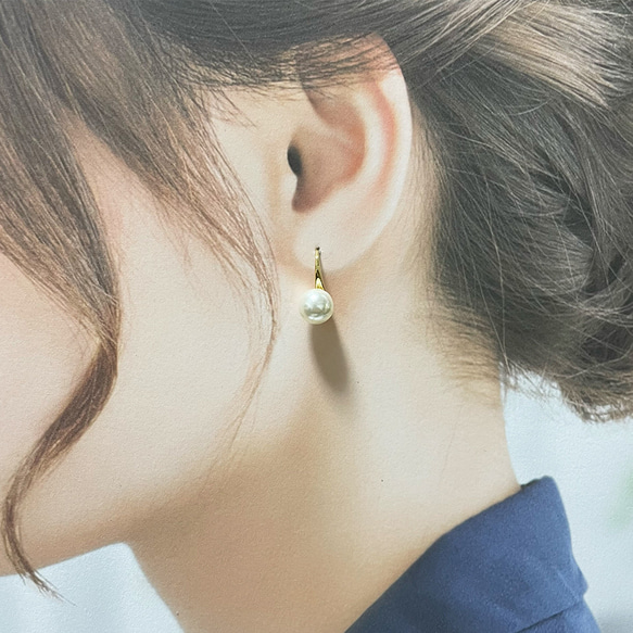 "真珠屋さんが本気で選んだ"8mmパールピアス ドロップ フック イヤリング ウエディング 結婚式 入学入園卒園卒業 4枚目の画像