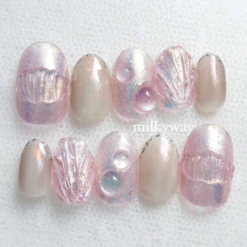 現品 オーロラ×シャボン玉 ネイルチップ ネイルチップ（つけ爪