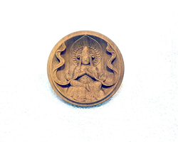 仏教美術　 香木　白檀製　雅銘　普賢菩薩像刻　香合　桐箱付　M　R6353 インド白檀で作った普賢菩薩の香合仏 彫刻 myougen 通販 18875383