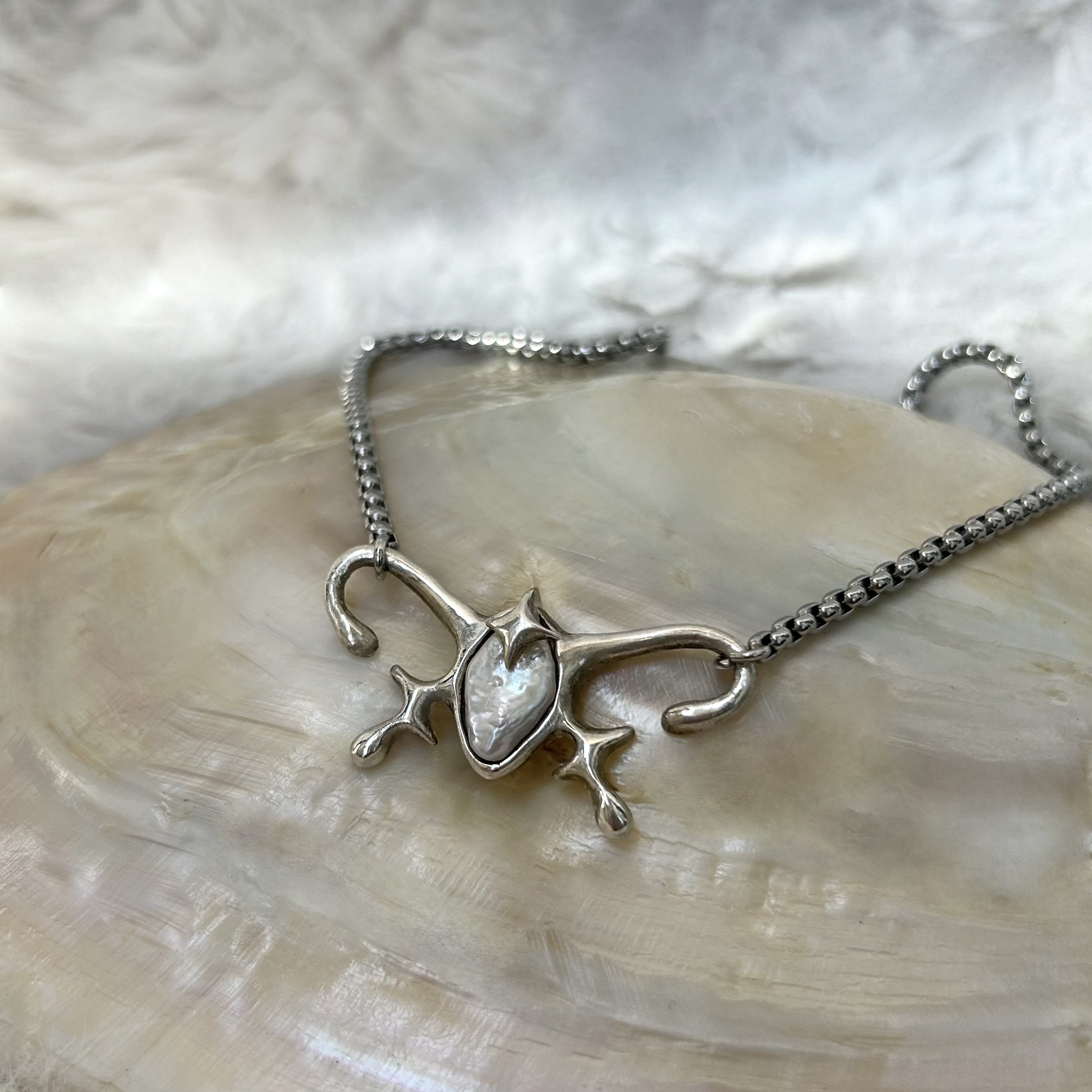 silver fairy pearl necklace