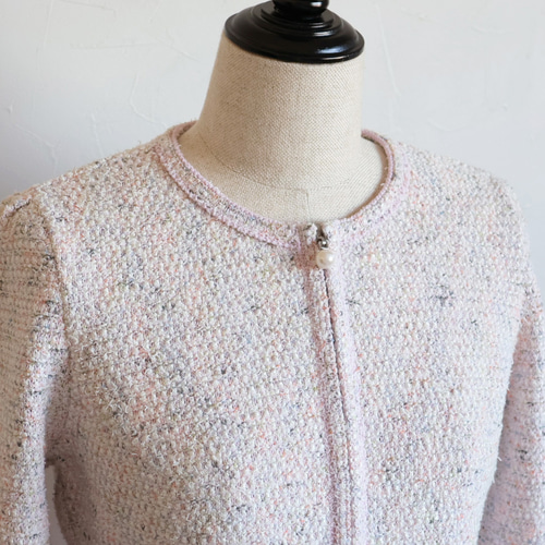 ジョリーミニョン ジップアップ ツイードニットジャケット ピンク CELFORD