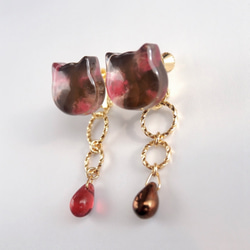 バレンタインショコラな猫ちゃん 2wayイヤリング/ピアス　【選べる5色】 8枚目の画像