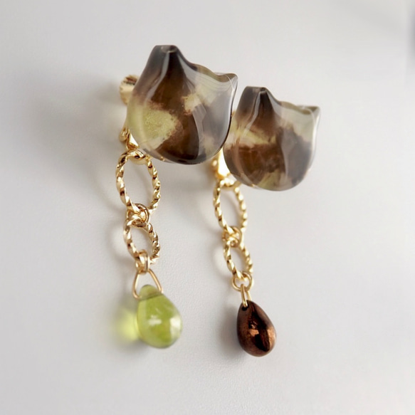 バレンタインショコラな猫ちゃん 2wayイヤリング/ピアス　【選べる5色】 9枚目の画像