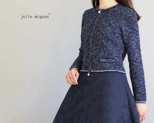 オケージョンにぴったり！】ジップアップ ツイードニットジャケット