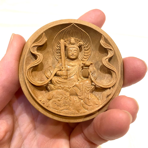 インド老山白檀で作った文殊菩薩の香合仏 彫刻 myougen 通販 18875640