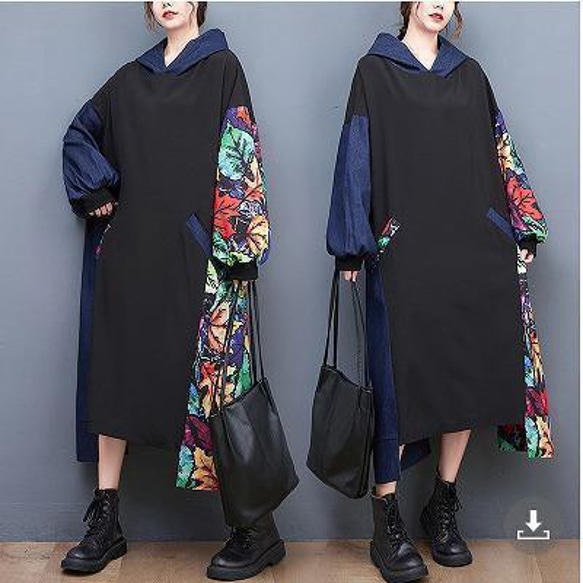 大きいサイズ ワンピース　パーカー　レディース 秋　冬 ロング　　新品 長袖　春 1枚目の画像