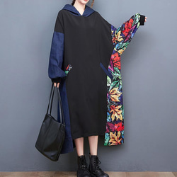 大きいサイズ ワンピース　パーカー　レディース 秋　冬 ロング　　新品 長袖　春 4枚目の画像