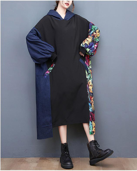 大きいサイズ ワンピース　パーカー　レディース 秋　冬 ロング　　新品 長袖　春 5枚目の画像