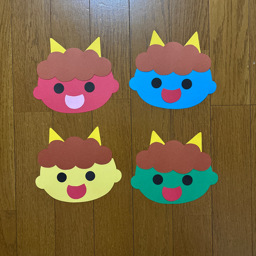 製作キット【②鬼 18セット】2月 工作 保育教材 画用紙 切り絵 壁面