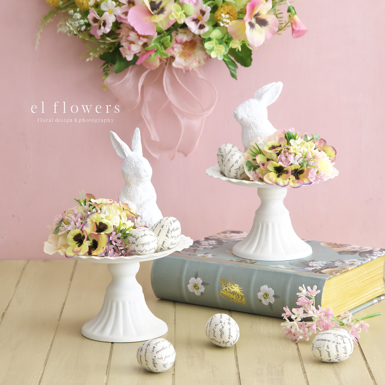 シャビーなうさぎのイースターアレンジ【受注制作】