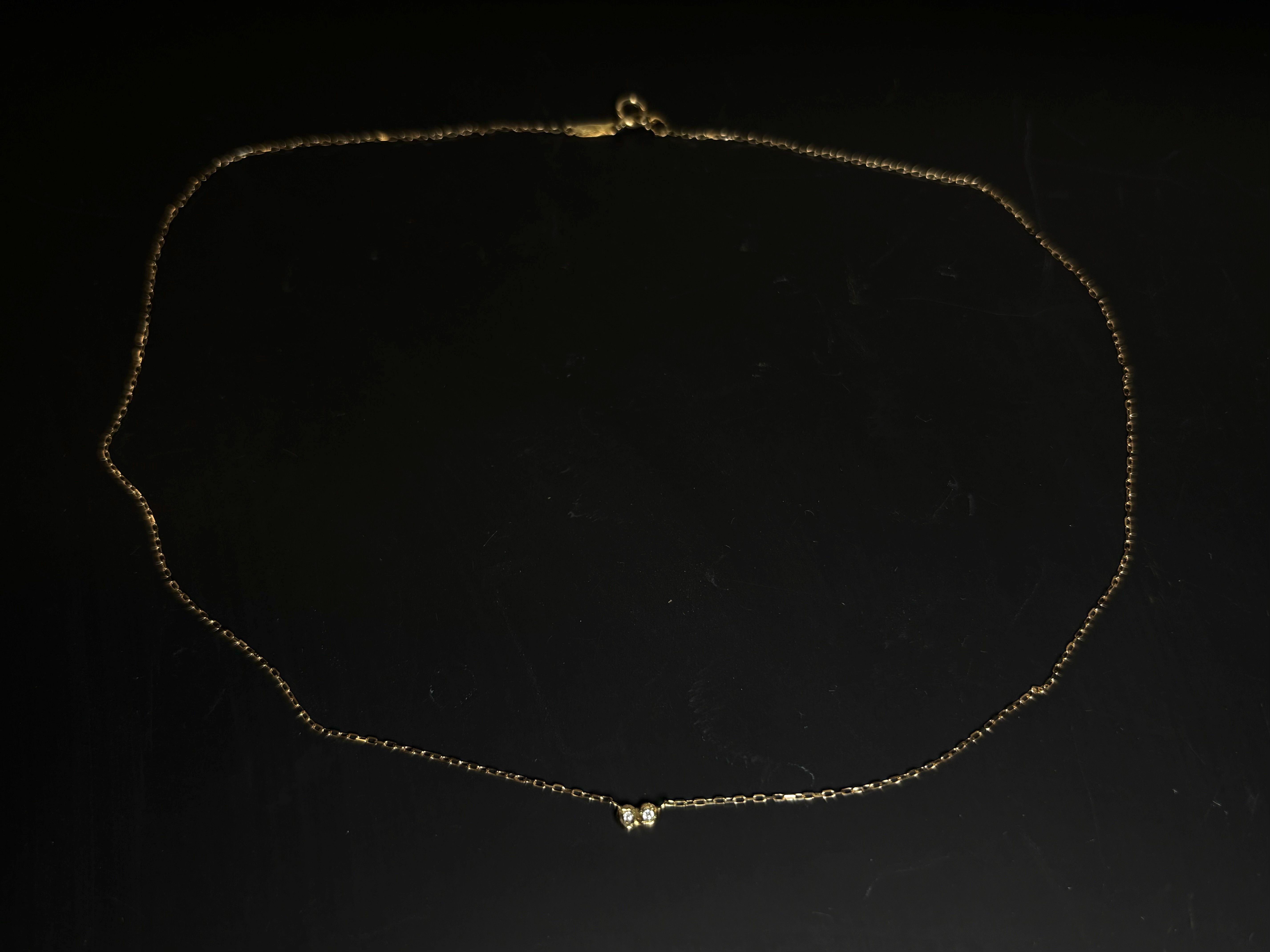 ◆K18◆ 2粒のメレダイヤのネックレス