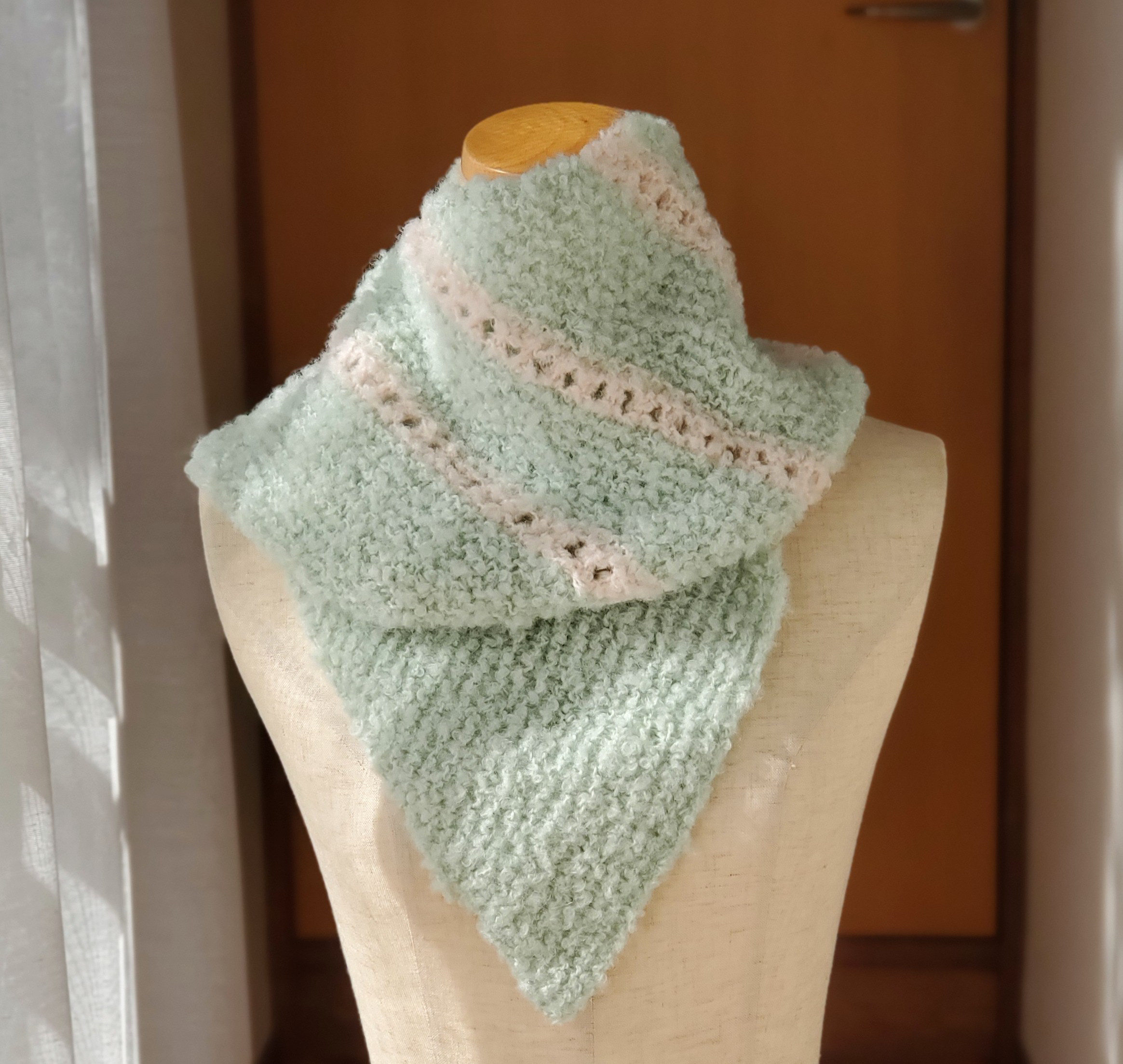 手編み マフラー  アルパカ　＊ mint×sakura ＊ ふわもこ