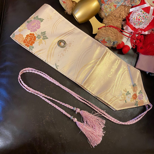 着物 リメイク ロング ワンピース ドレス 洗える 化繊 名古屋帯