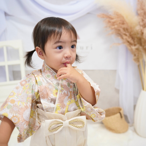 ✴︎LIBERTY✴︎袴の上からも着られる2wayエプロンドレス付きベビー袴