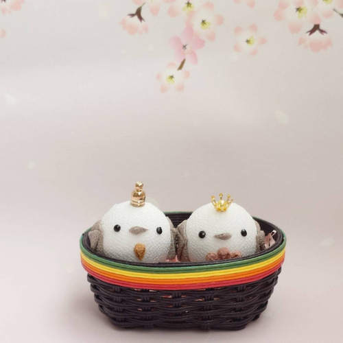 シマエナガのお雛様 つまみ細工 桃の節句 ひな祭り ひな人形・雛飾り