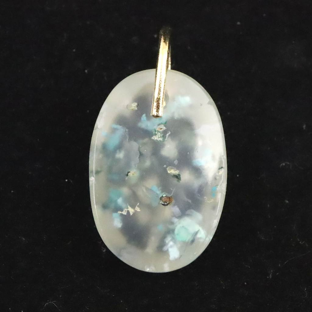 クリソコラカルセドニー タンブル ペンダント K18YG 1.79g #46679天然石 ペンダントトップ