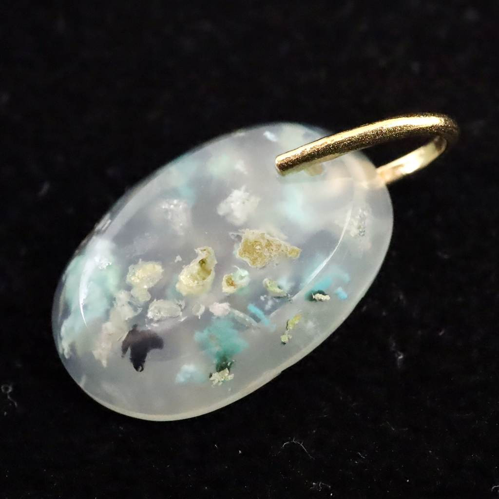 クリソコラカルセドニー タンブル ペンダント K18YG 1.79g #46679