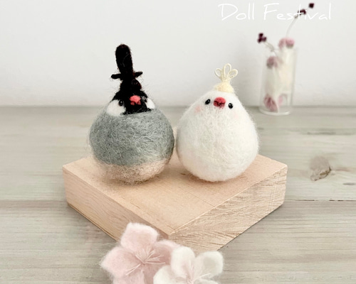ふわまる文鳥さんのひな人形 羊毛フェルト 羊毛フェルト Paruku 通販