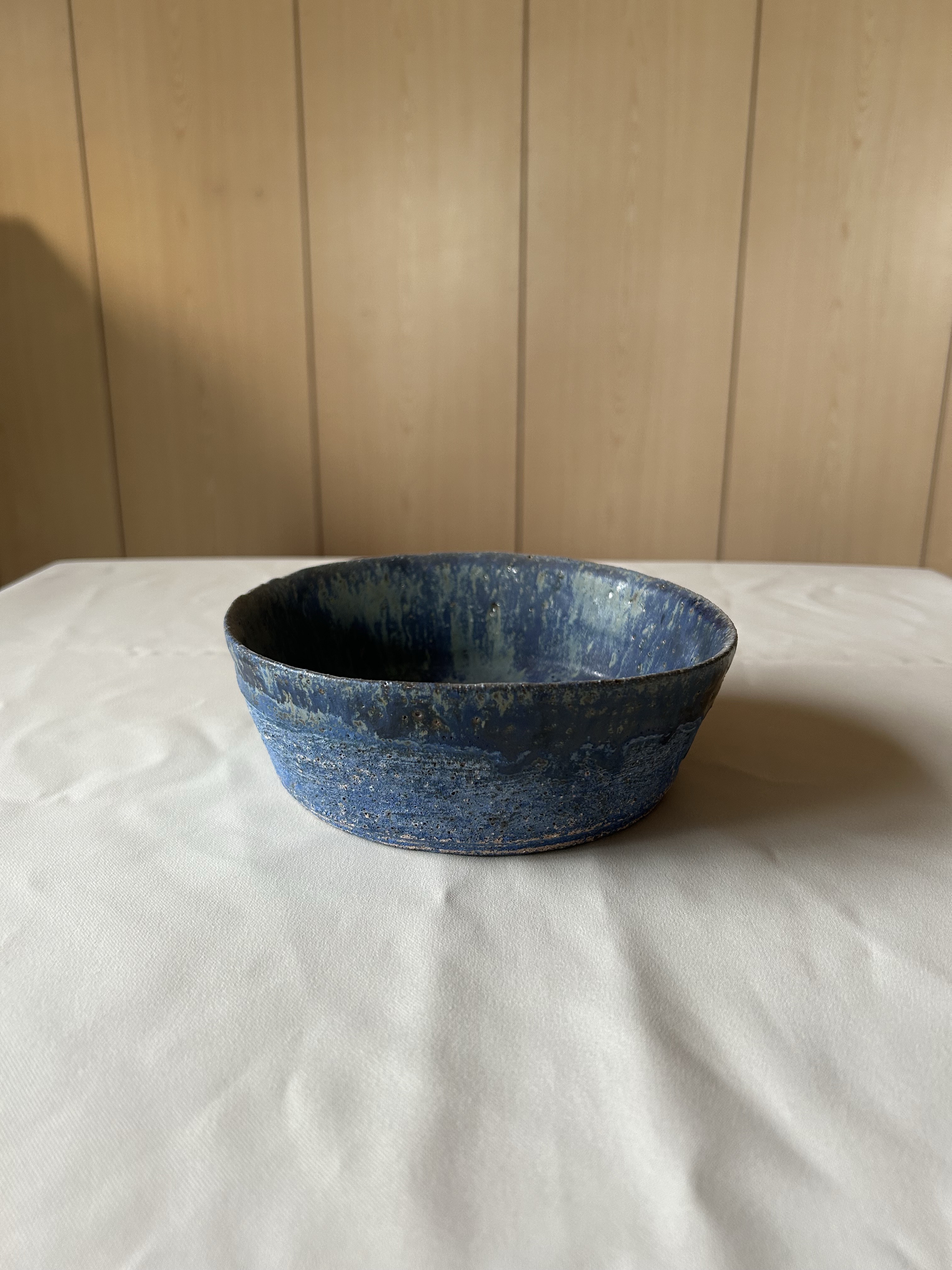 流彩釉16.5cmドラ鉢 青