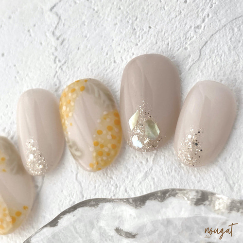 2点セット現品のみ　ネイルチップ　ニュアンスネイル　ミモザネイル　ミラーネイル 2点セット現品のみ ネイルチップ ニュアンスネイル ミモザネイル