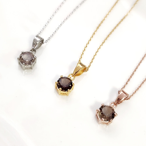 2025年トレンドカラー☆スモーキークォーツ一粒 ネックレス【つけっ